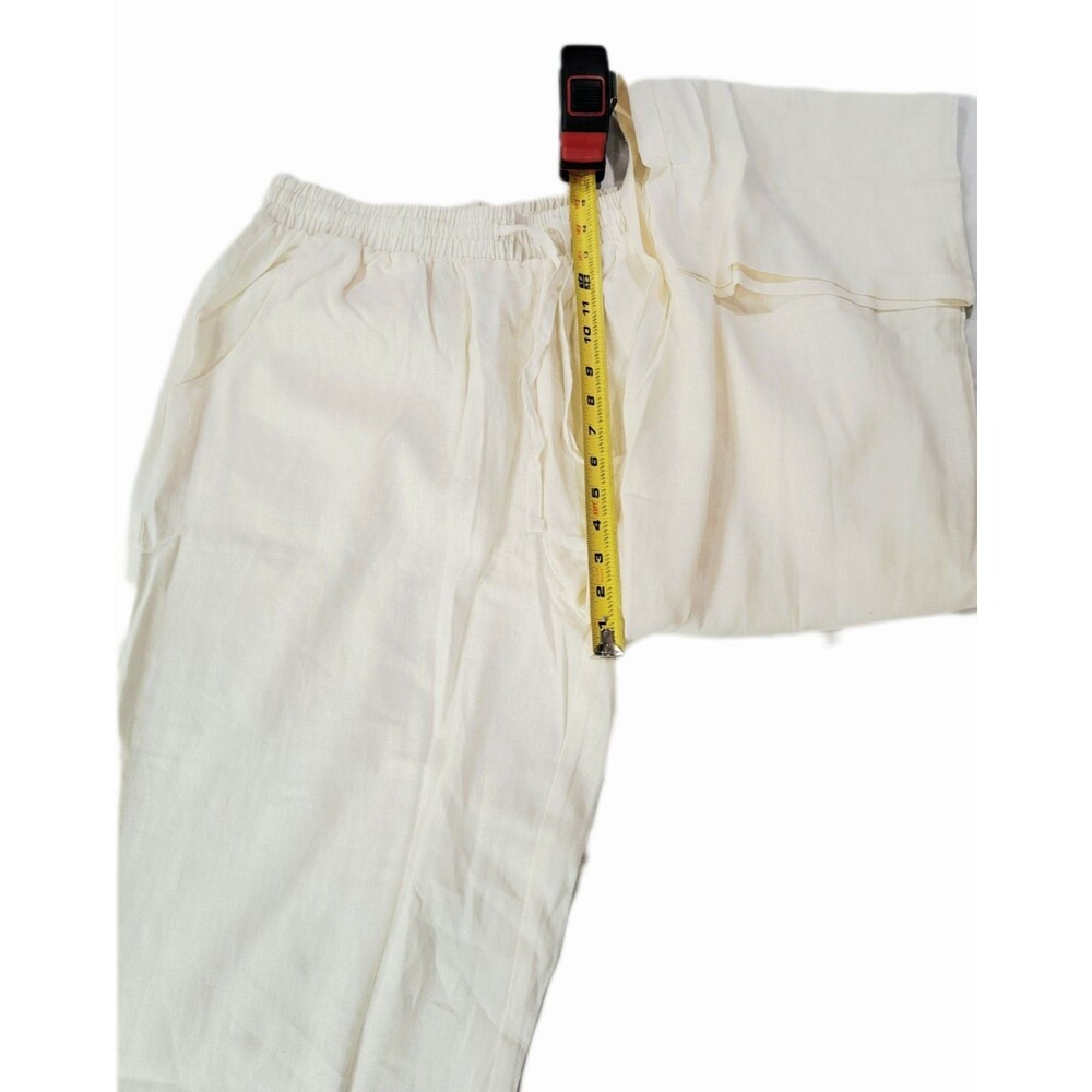 Linen Blend VTG Wide Leg Pants High Rise Women's Size XL Elastic Waist 173667 - Picture 13 of 14